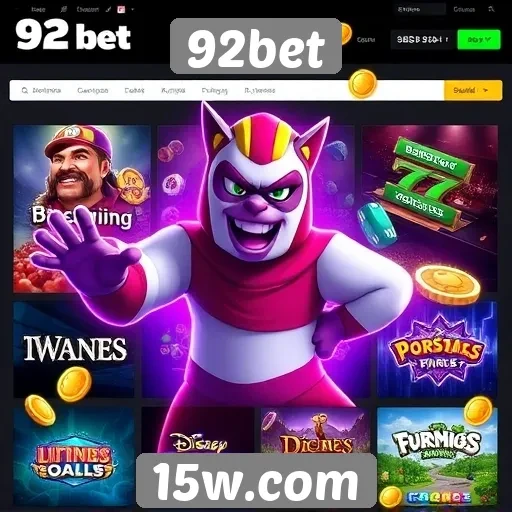 Variedade de jogos disponíveis na plataforma 92bet